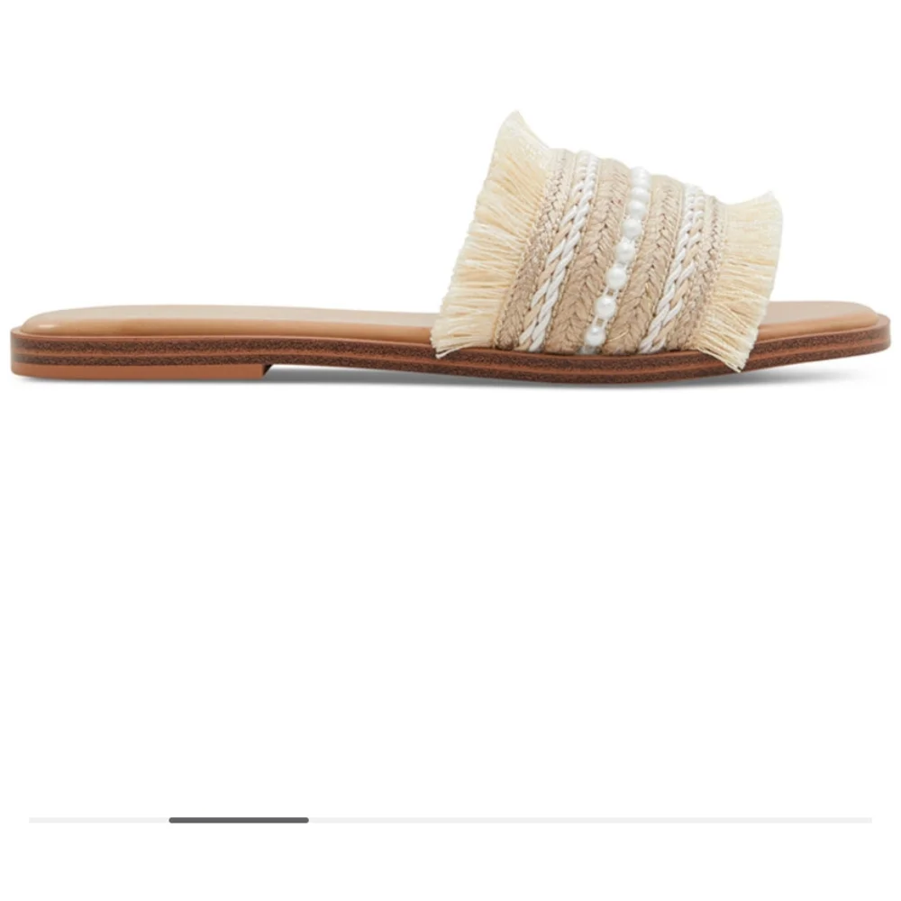ALDO Women's Tan Fringe Slide Sandals - Picture 6 of 6